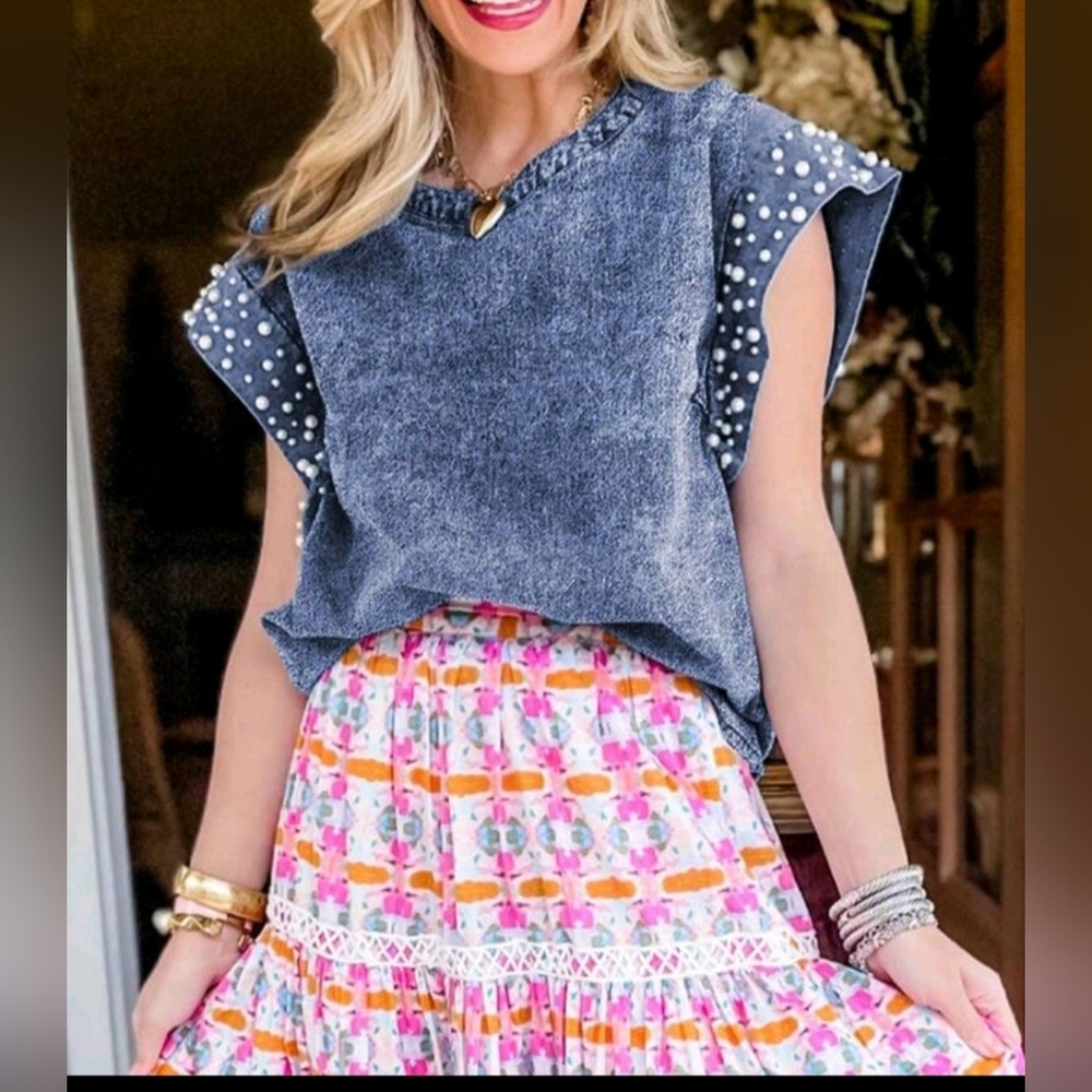 Stylish Blue Polka Dot Women's Blouse